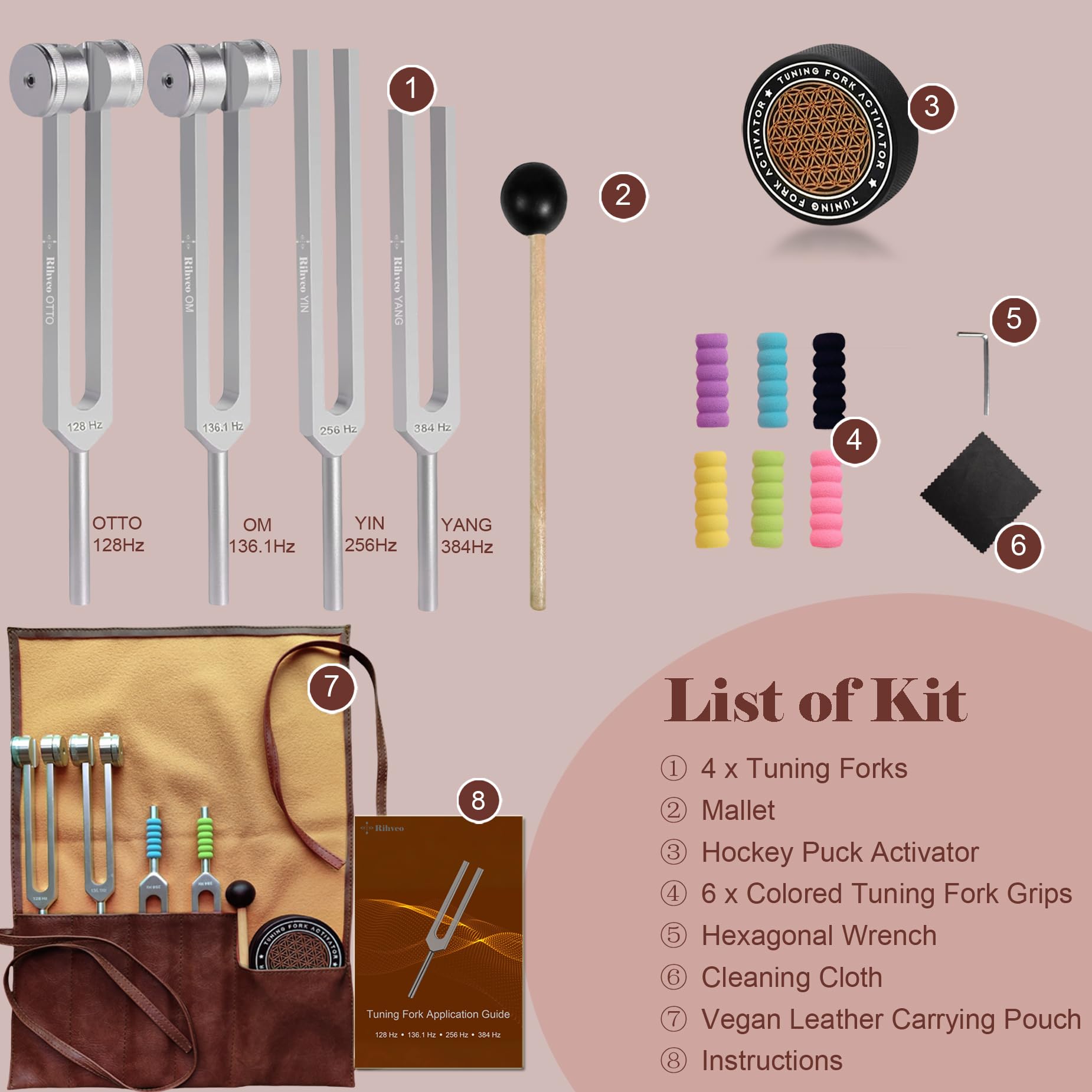 Rihveo tuning forks 256Hz suitable for focused sound healing and alignment.