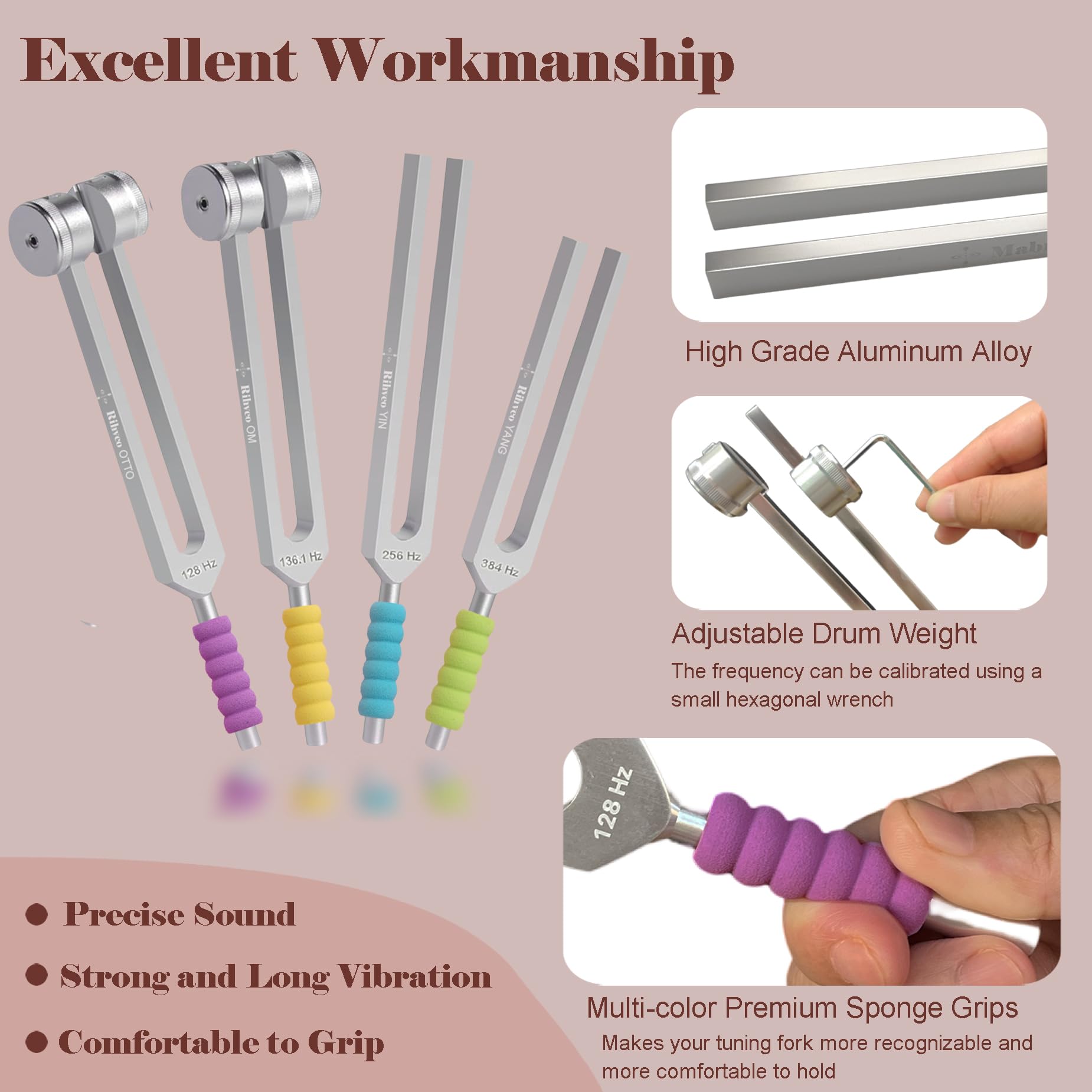 Rihveo tuning forks 384Hz for energizing sessions during yoga and breathwork.