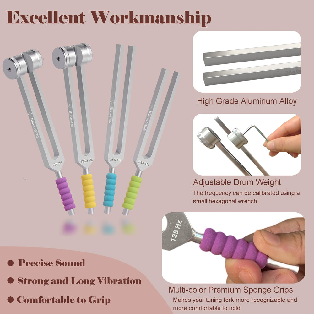 Rihveo tuning forks 384Hz for energizing sessions during yoga and breathwork.