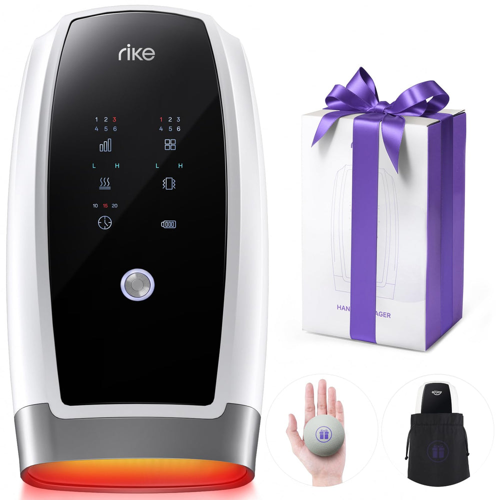 RIKE Hand Massager with full-wrap design eases hand tension.