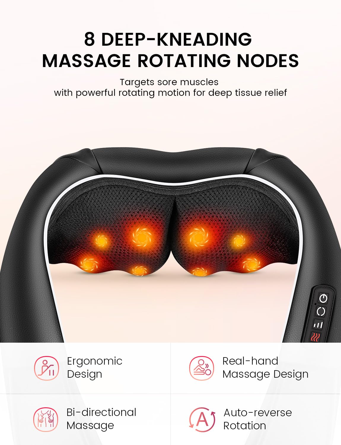 RIKE neck massager auto shut-off after 15 minutes for safe use.