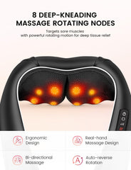 RIKE neck massager auto shut-off after 15 minutes for safe use.