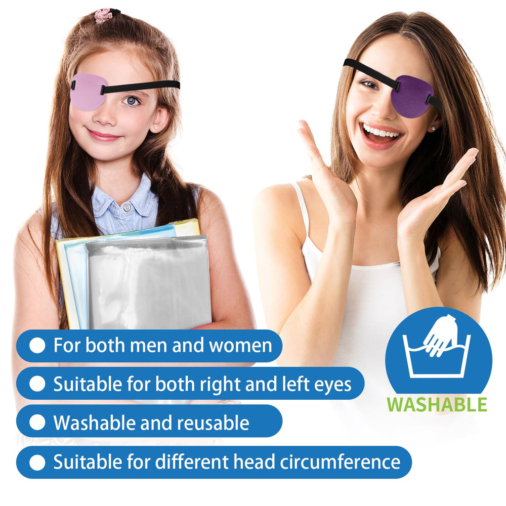 RIKEYO 3D eye patch purple front view with adjustable strap for all ages