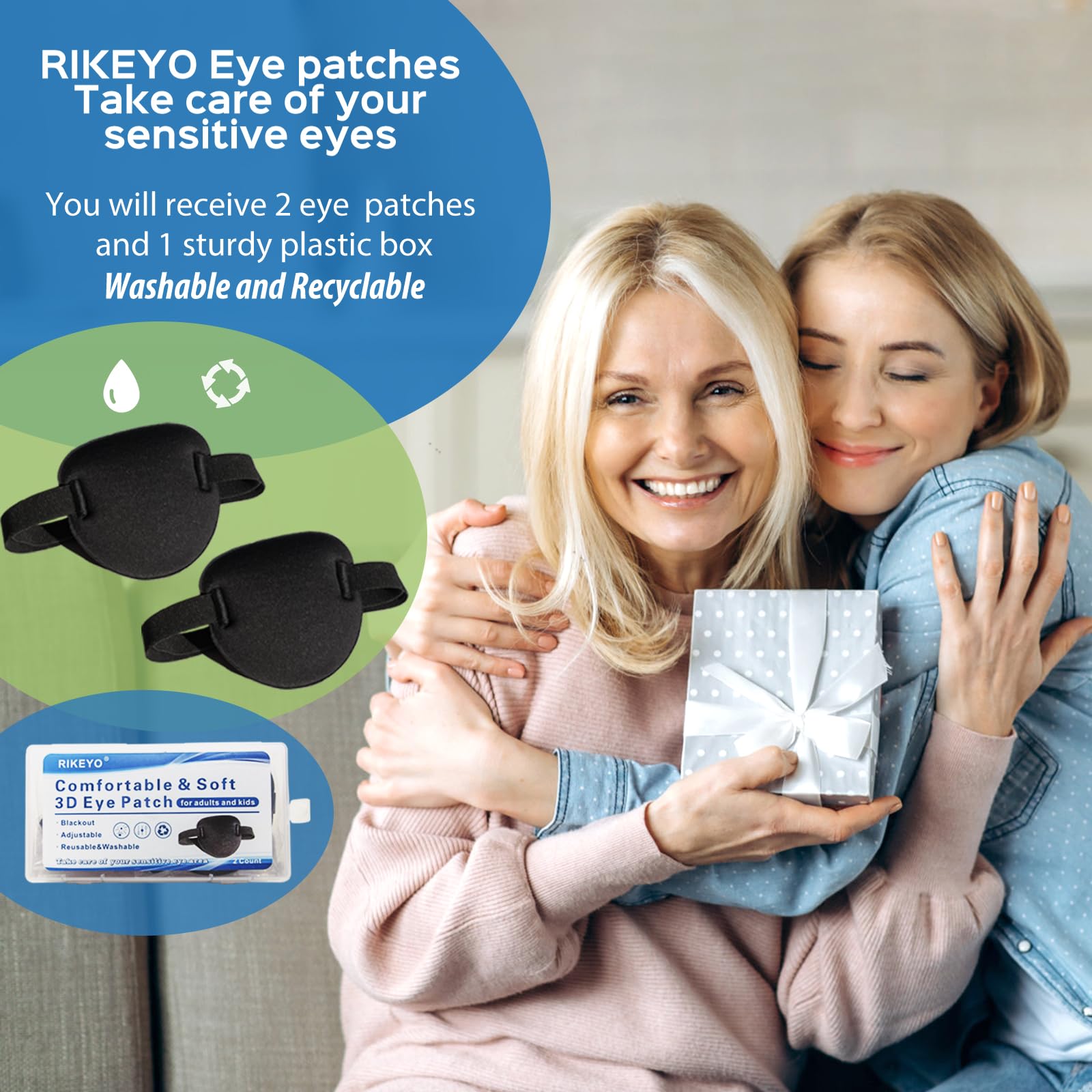 RIKEYO eye patch can be worn under glasses for convenience