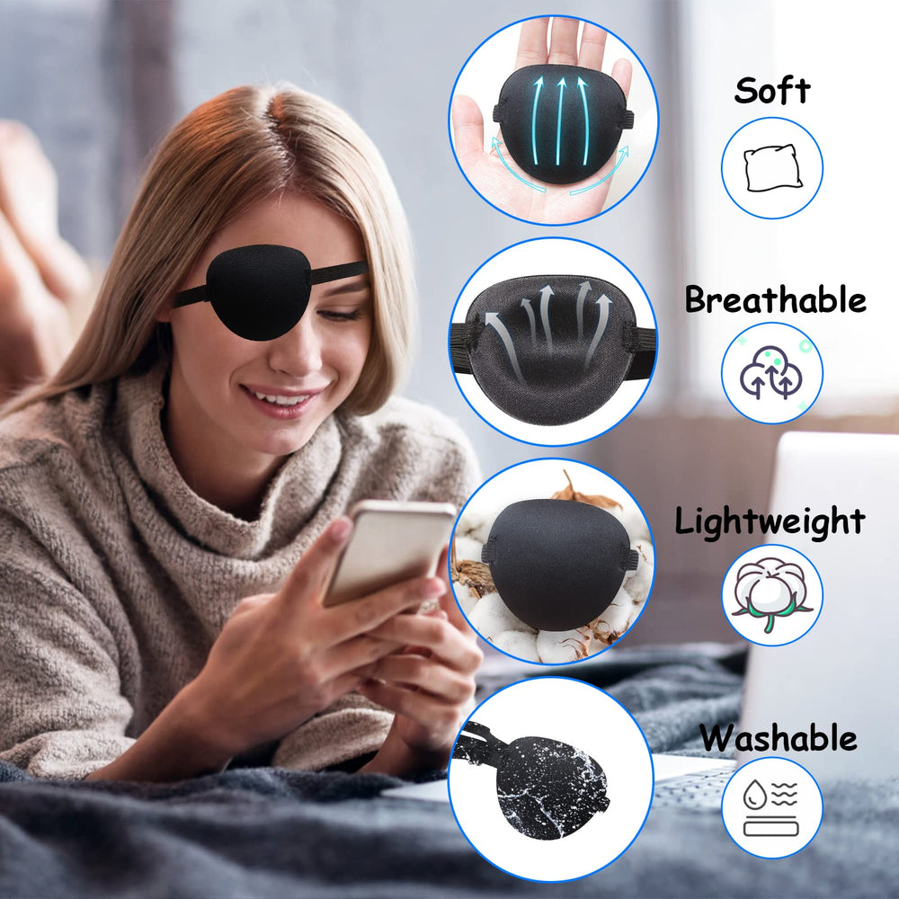RIKEYO parche ocular con correa ajustable para talla personalizada y comodidad.