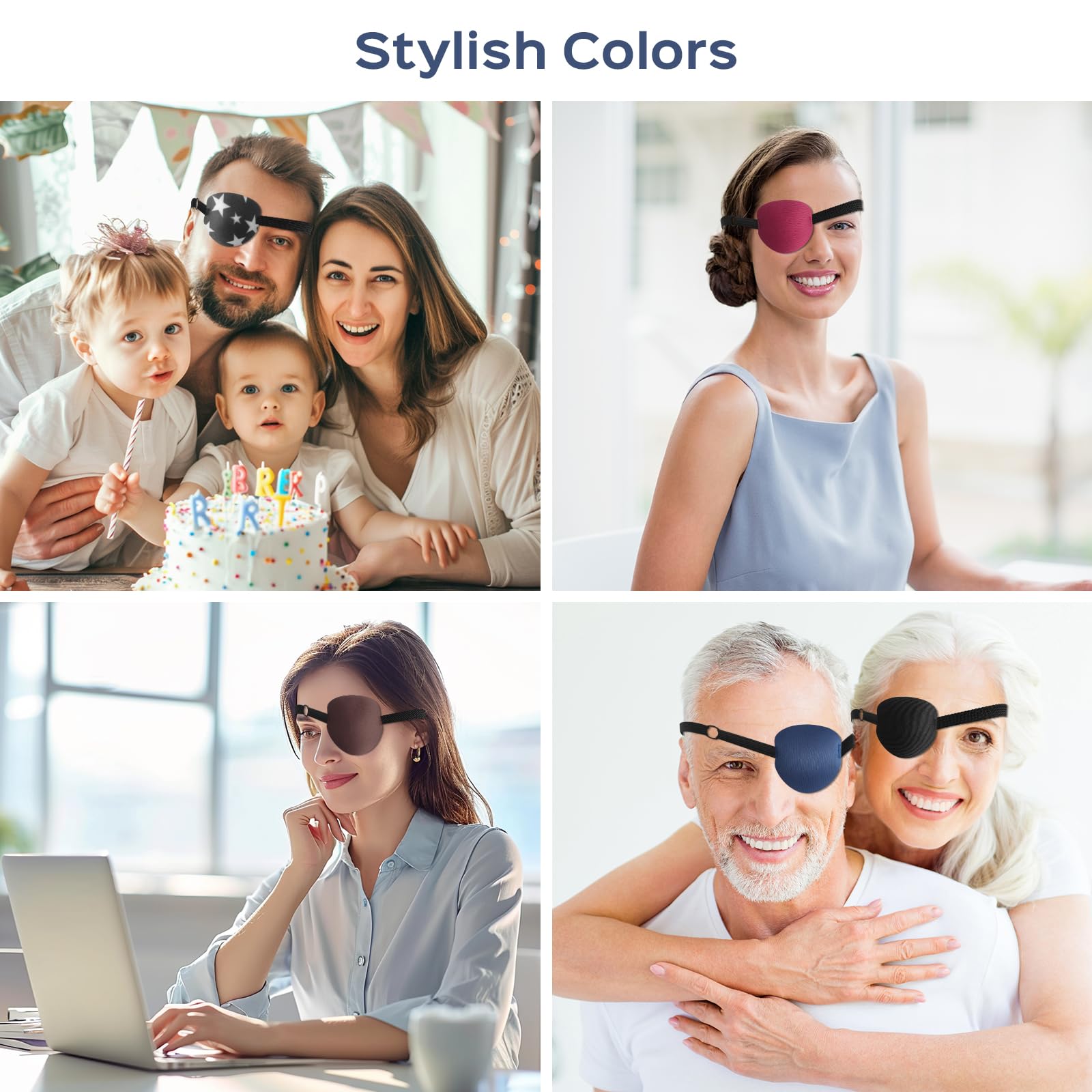 RIKEYO parche ocular en colores variados para combinar con outfits.
