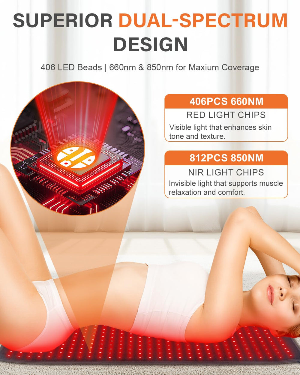 Rikimxin 660nm and 850nm LEDs providing combined depth and surface exposure