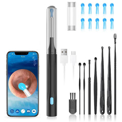 RIKKUSE wax removal tool with 1080p camera showing real-time ear view.