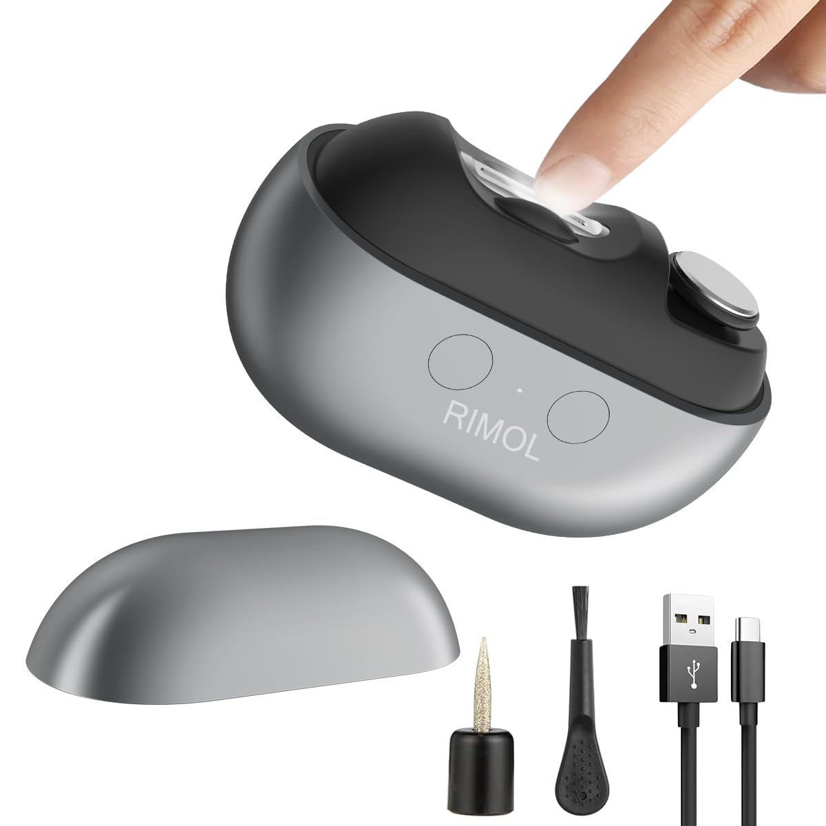 Rune Rimol RIMOL 3-in-1 Electric Nail Clipper with LED Light – Painless Filing, P ...