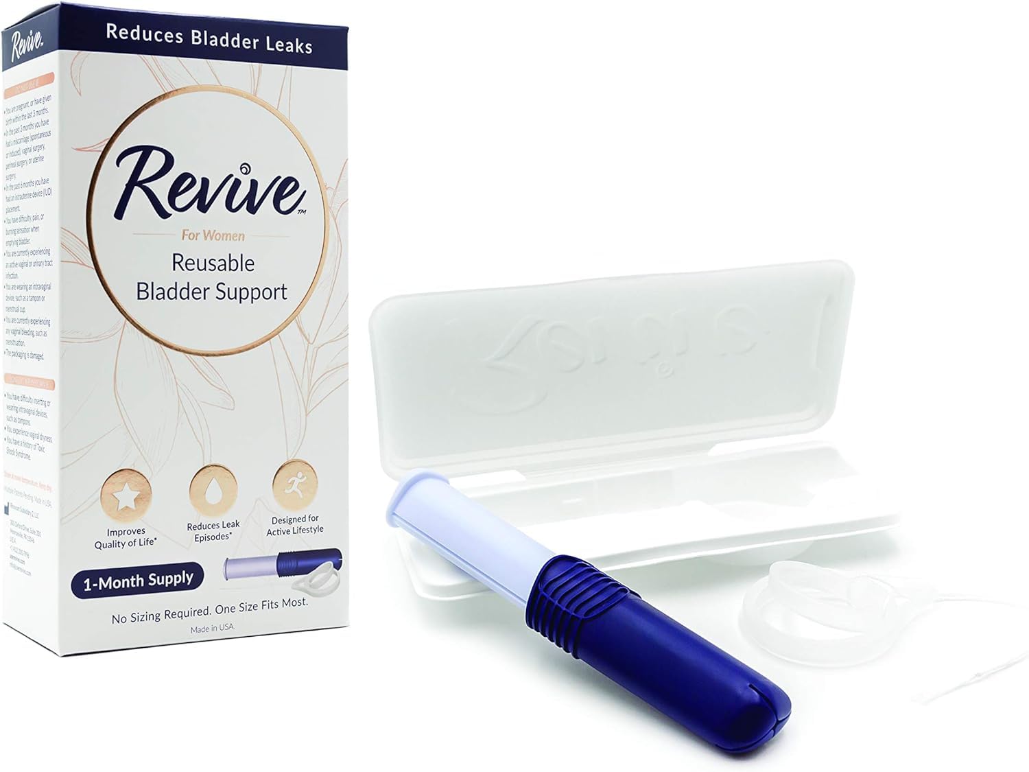 RINOVUM Revive bladder-support device in use for discreet leak control during activity.