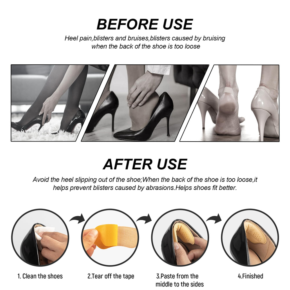 Riootlnm easy-to-use peel-and-stick application on the heel