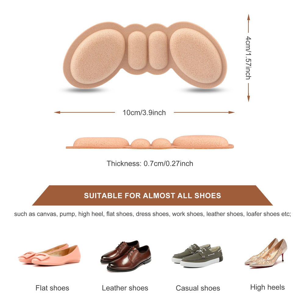 Riootlnm heel pads with rounded sponge ends reduce rubbing for comfort.