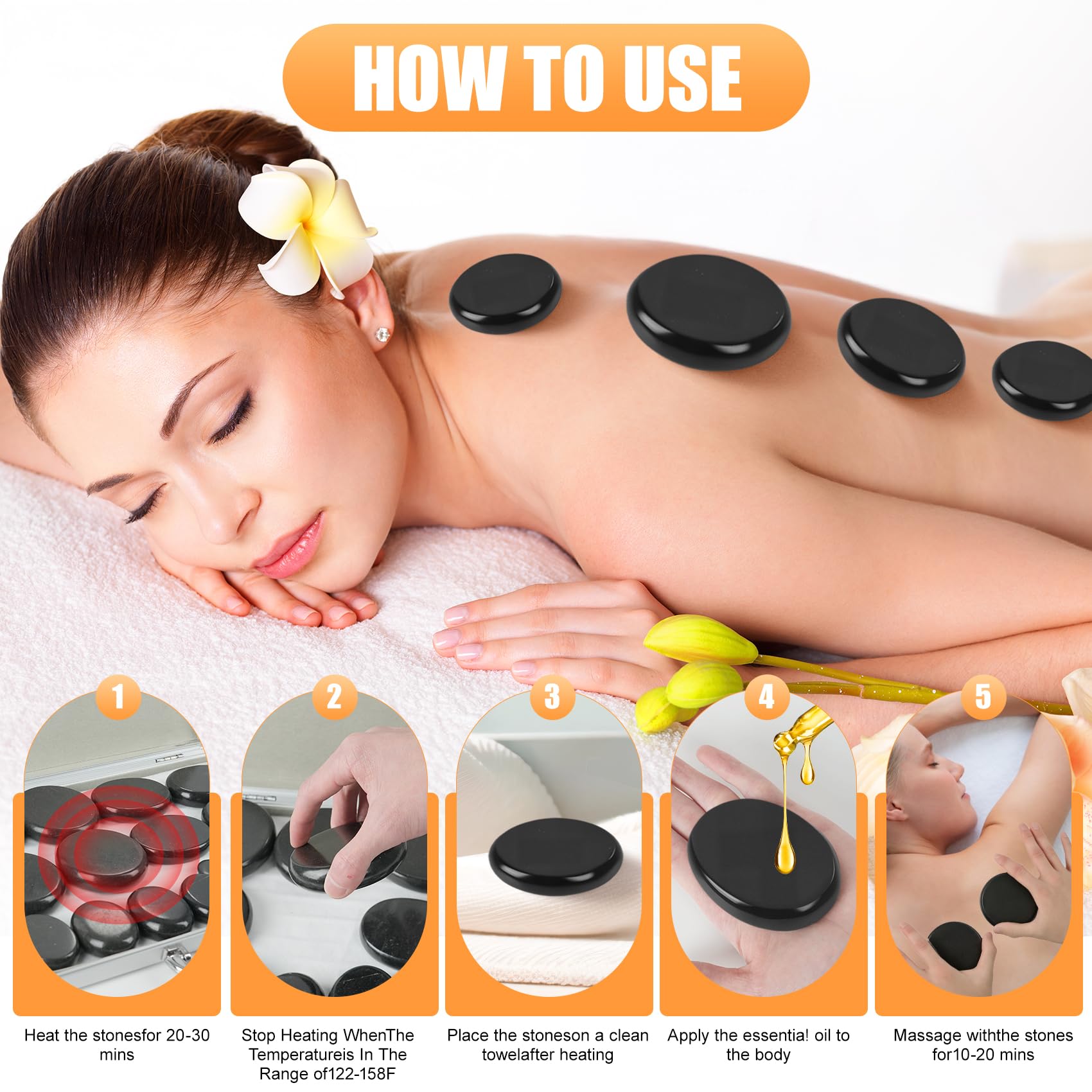RIRC user applying heated stones in a massage setup.