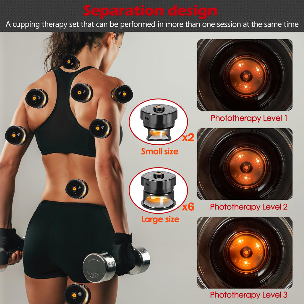RIRC Smart Cupping Massager control panel showing temperature and settings for customizable comfort