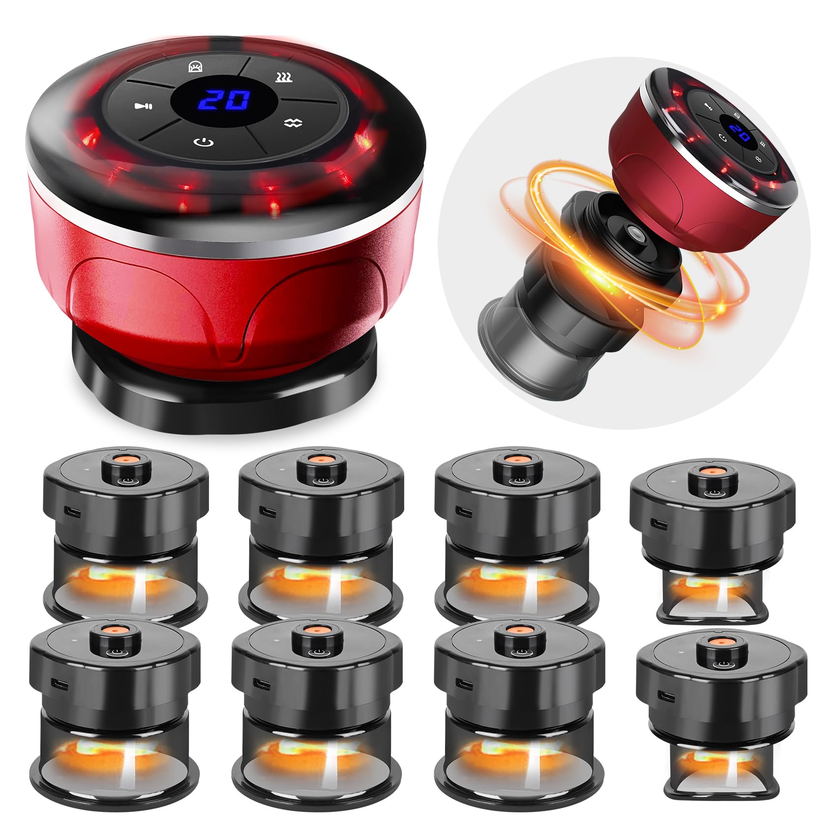 RIRC Smart Cupping Massager front view with controls for targeted relief
