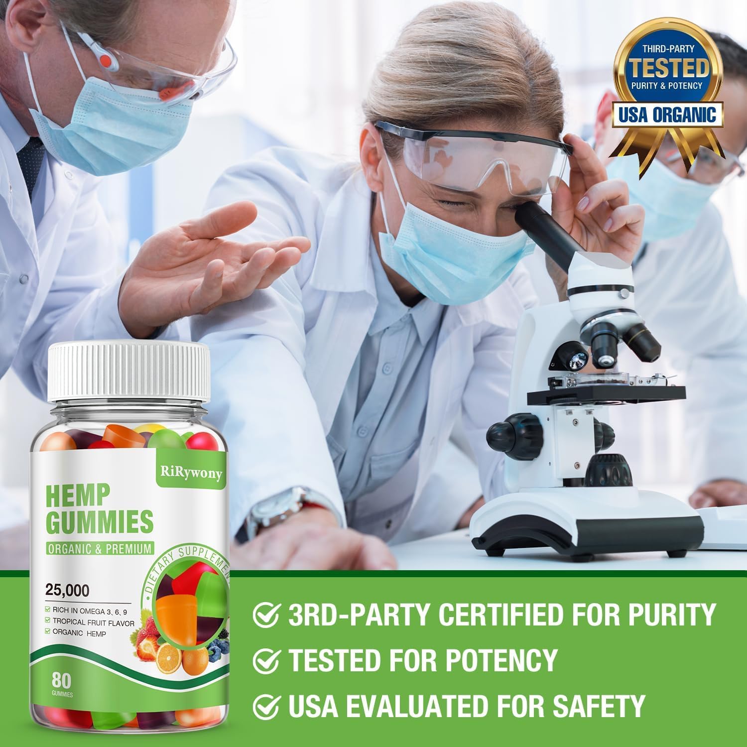 RiRywony Health gummies natural fruit flavor, GMO-free and gelatin-free.