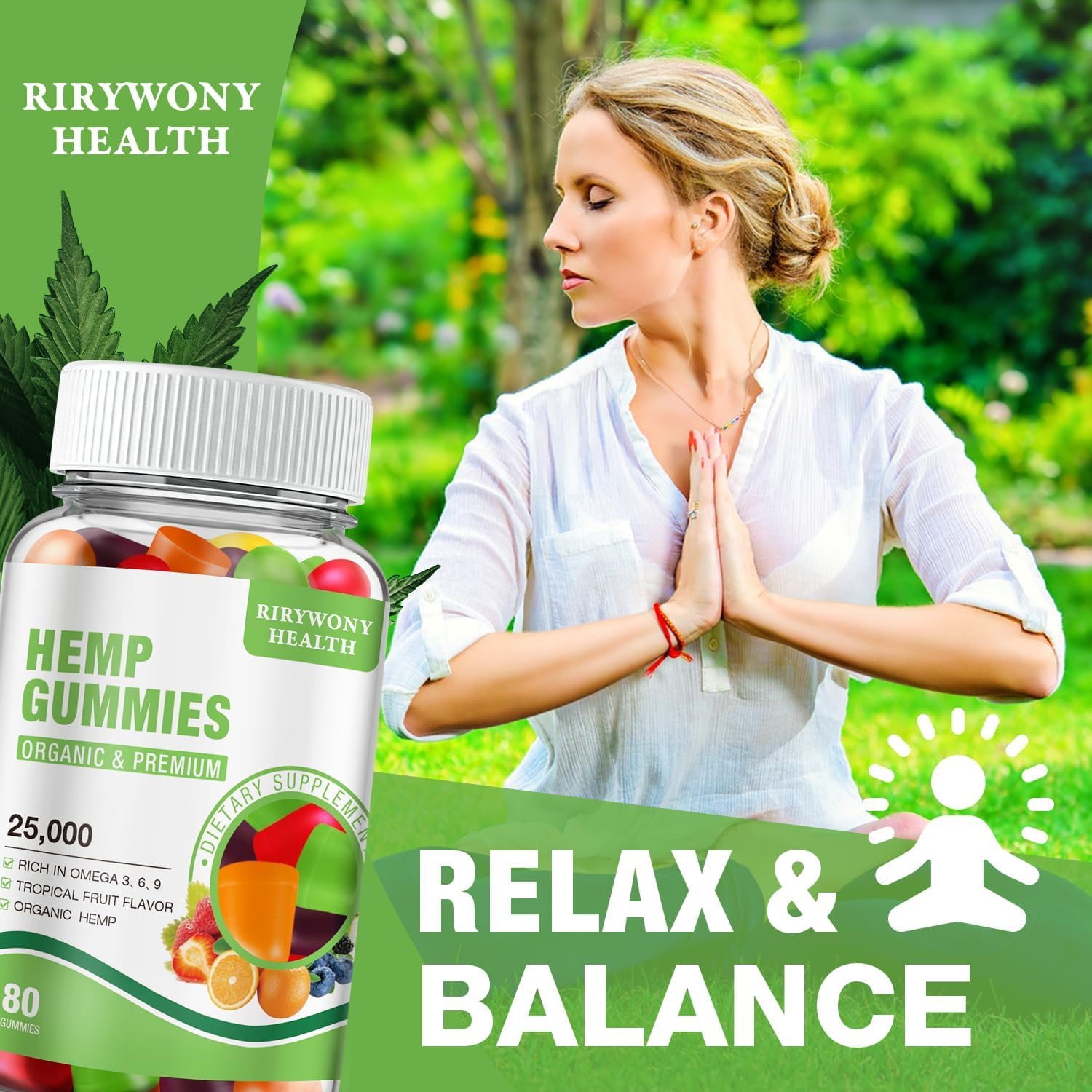 RiRywony Health hemp gummies two-pack display, convenient daily routine for easy refills.