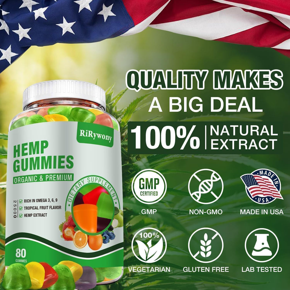 RiRywony Health hemp gummies vegan formula indicates gelatin-free option
