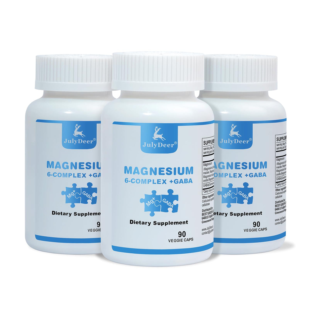 Risabou Sixfold Magnesium Complex bottle front highlighting high absorption for muscles.