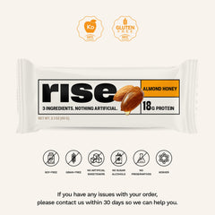 Rise almond honey bar break demonstrates portable, protein-packed snack.