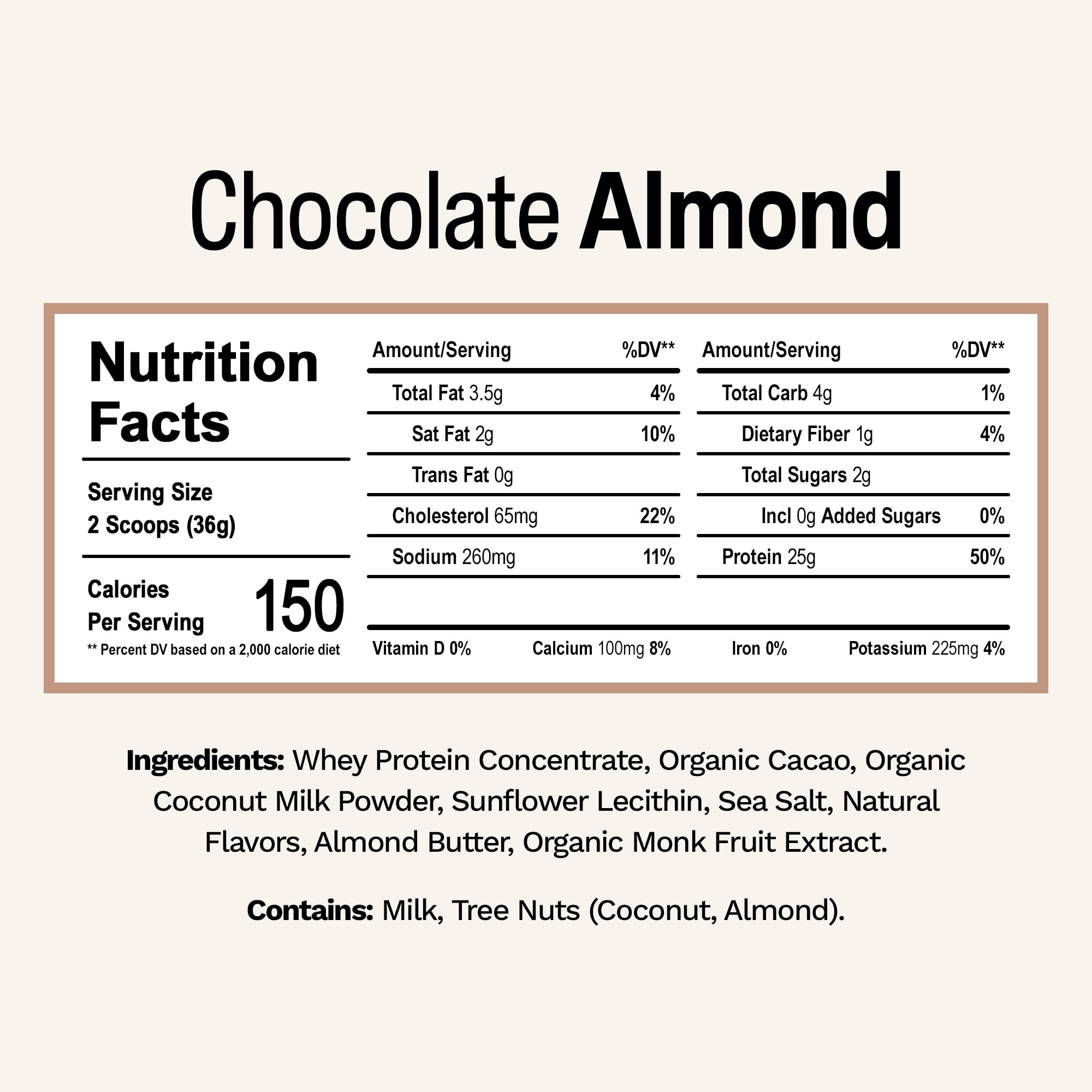 Rise Chocolate Almond flavor serving scoop highlighting satisfying flavor
