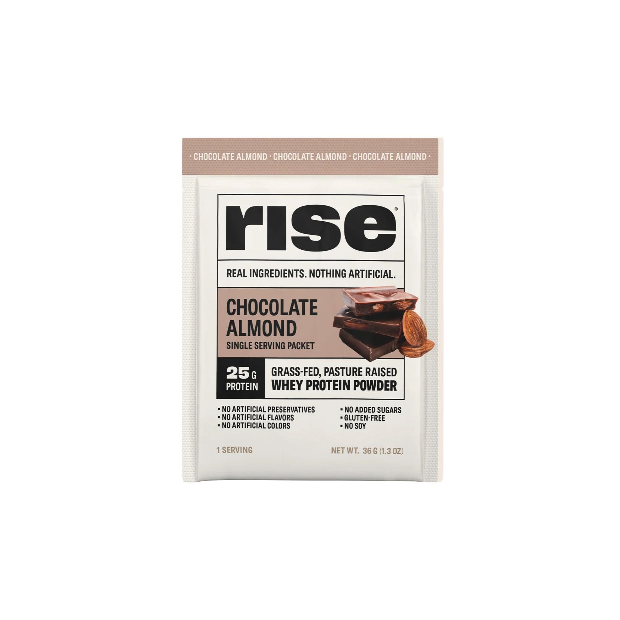 Rise Grass-Fed Whey Protein powder close-up with creamy texture for shakes