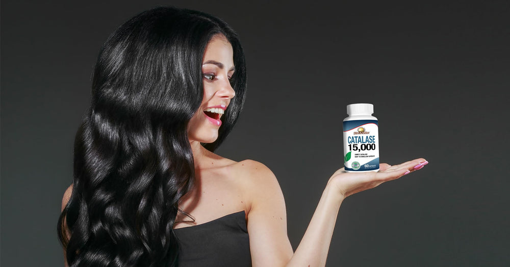 Rise-N-Shine catalase pill closeup showing tablet texture and size for easy daily use.