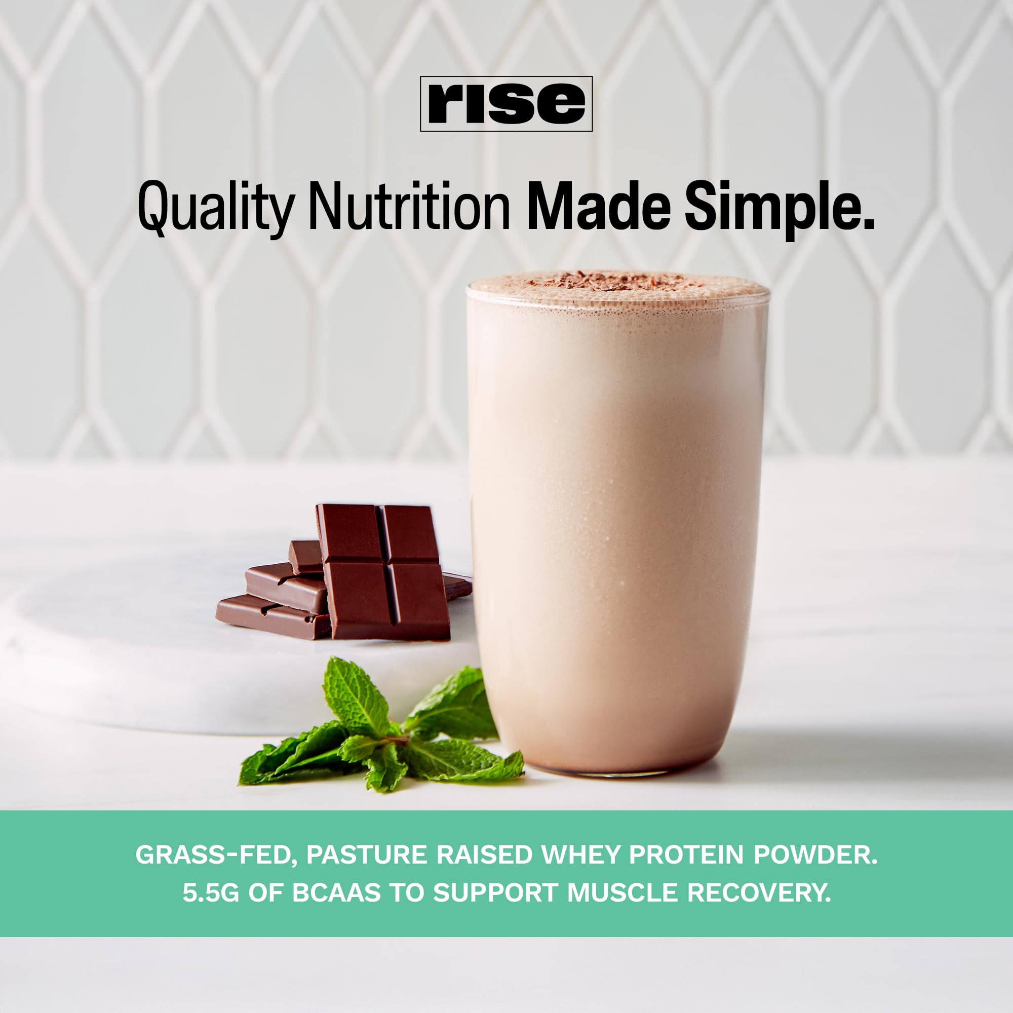 Rise ingredients label—7-8 real ingredients for clean nutrition.