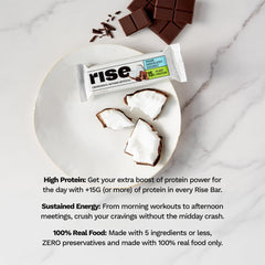 Five-ingredient Rise Bar Chocolately Coconut recipe demonstrates clean eating craft.