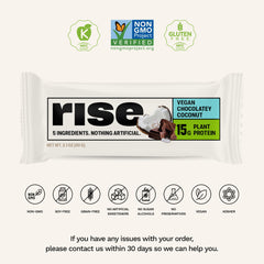 Rise Pea Protein Bar Chocolately Coconut ingredients reveal simple, wholesome components.