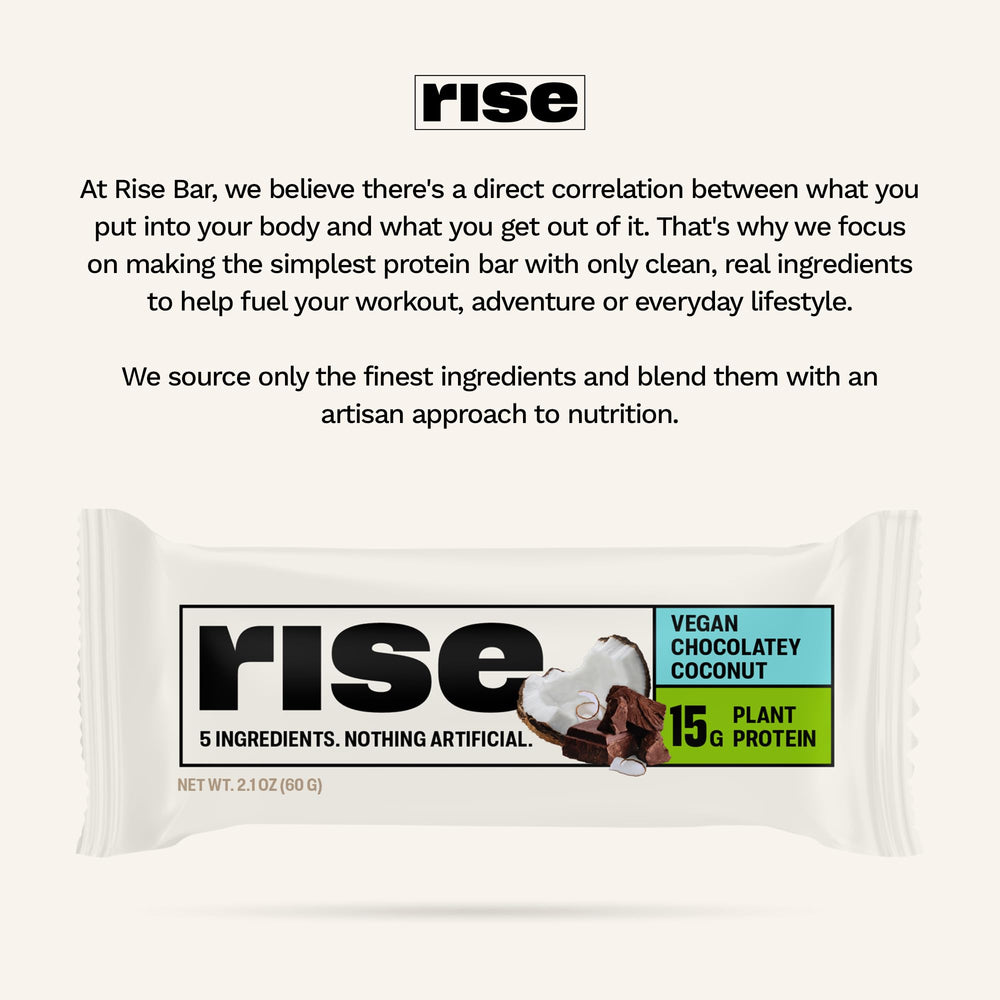 On-the-go Rise Bar Chocolately Coconut ready for pre-workout energy or snack time.