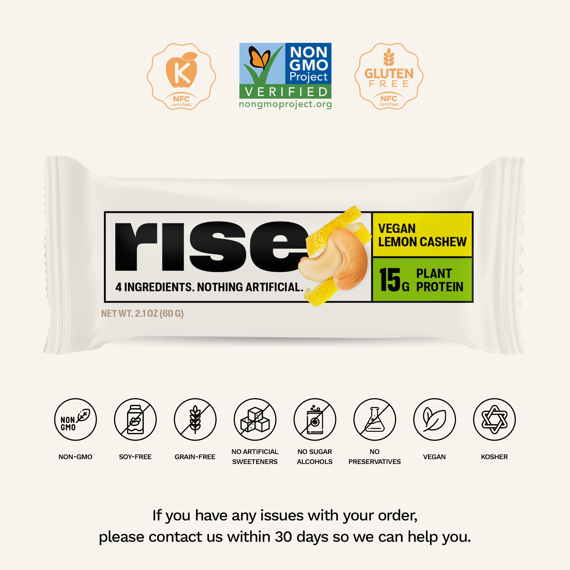 Rise small-batch handmade bar with three ingredients, gourmet bite