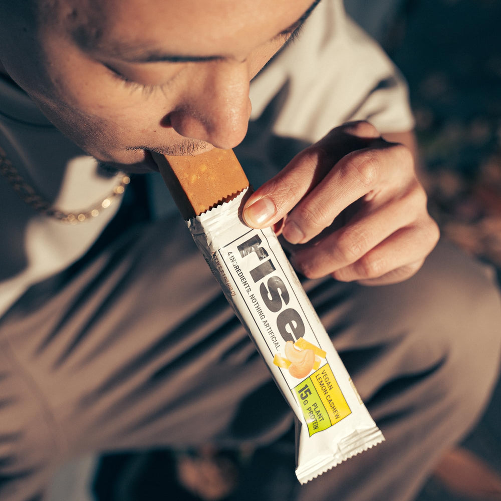 Rise Snack in gym bag, ready pre- or post-workout