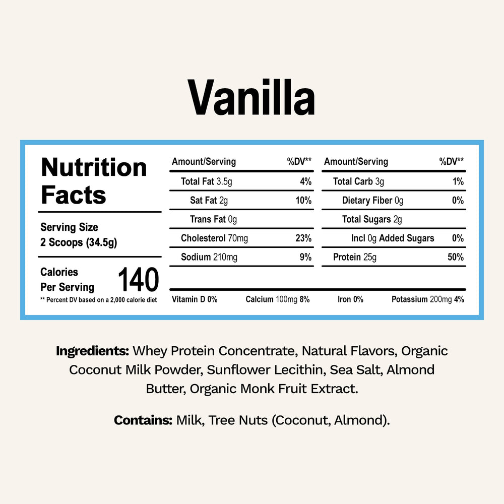 Rise vanilla whey powder scoop ready for a quick post-workout shake