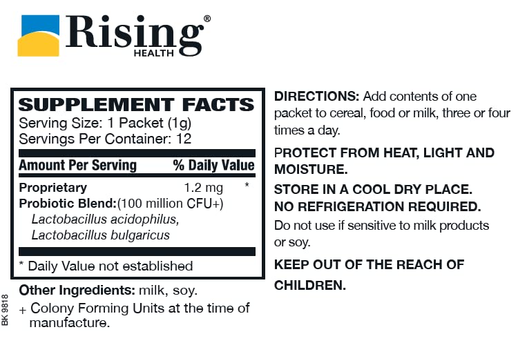 Rising Floranex bottle showcases convenient packaging for ongoing digestion support.