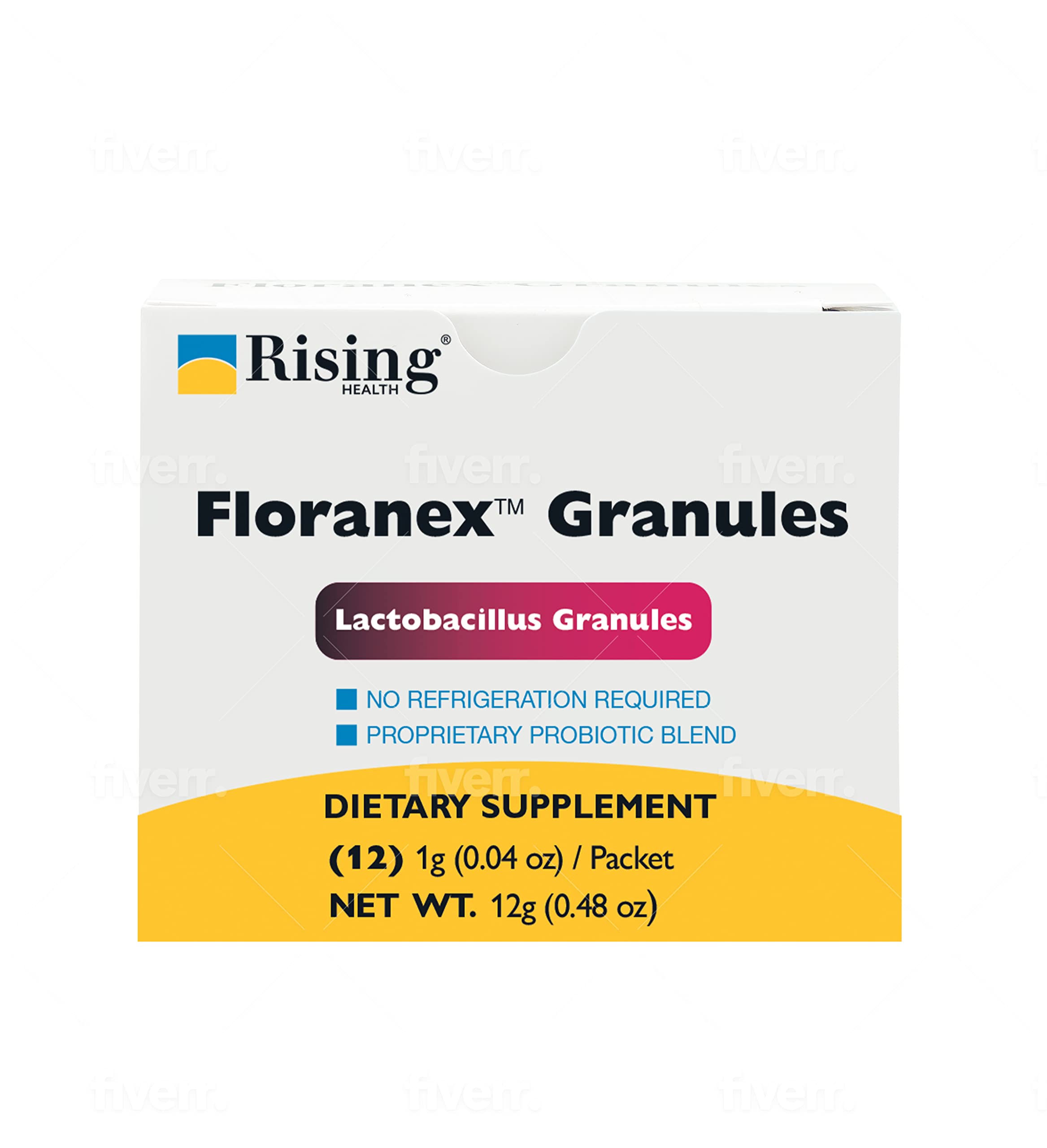 Rising Floranex granules packets ready for daily probiotic balance.