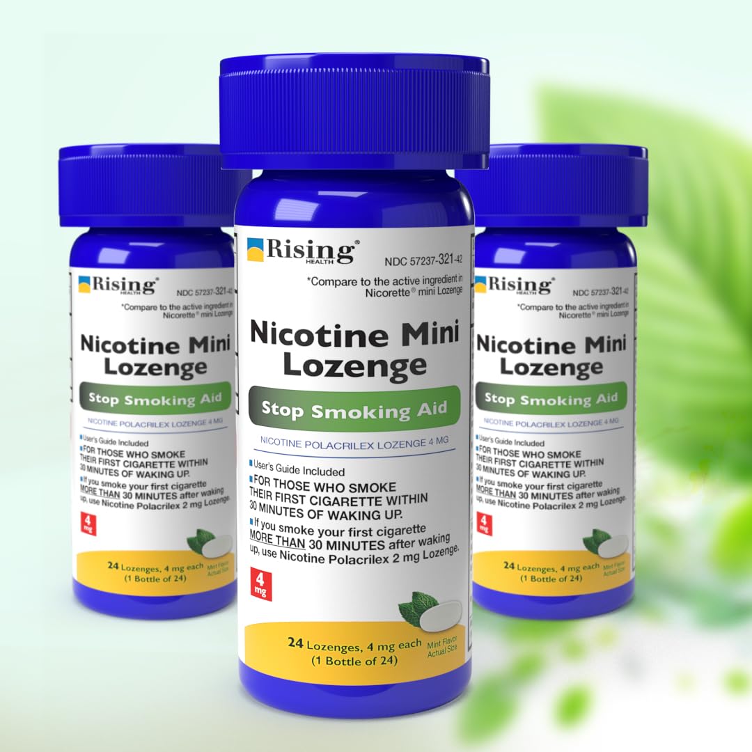 Rising Health lozenge mint flavor label guides dosage and cravings control.