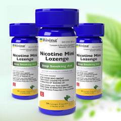 Rising Health lozenge mint flavor label guides dosage and cravings control.