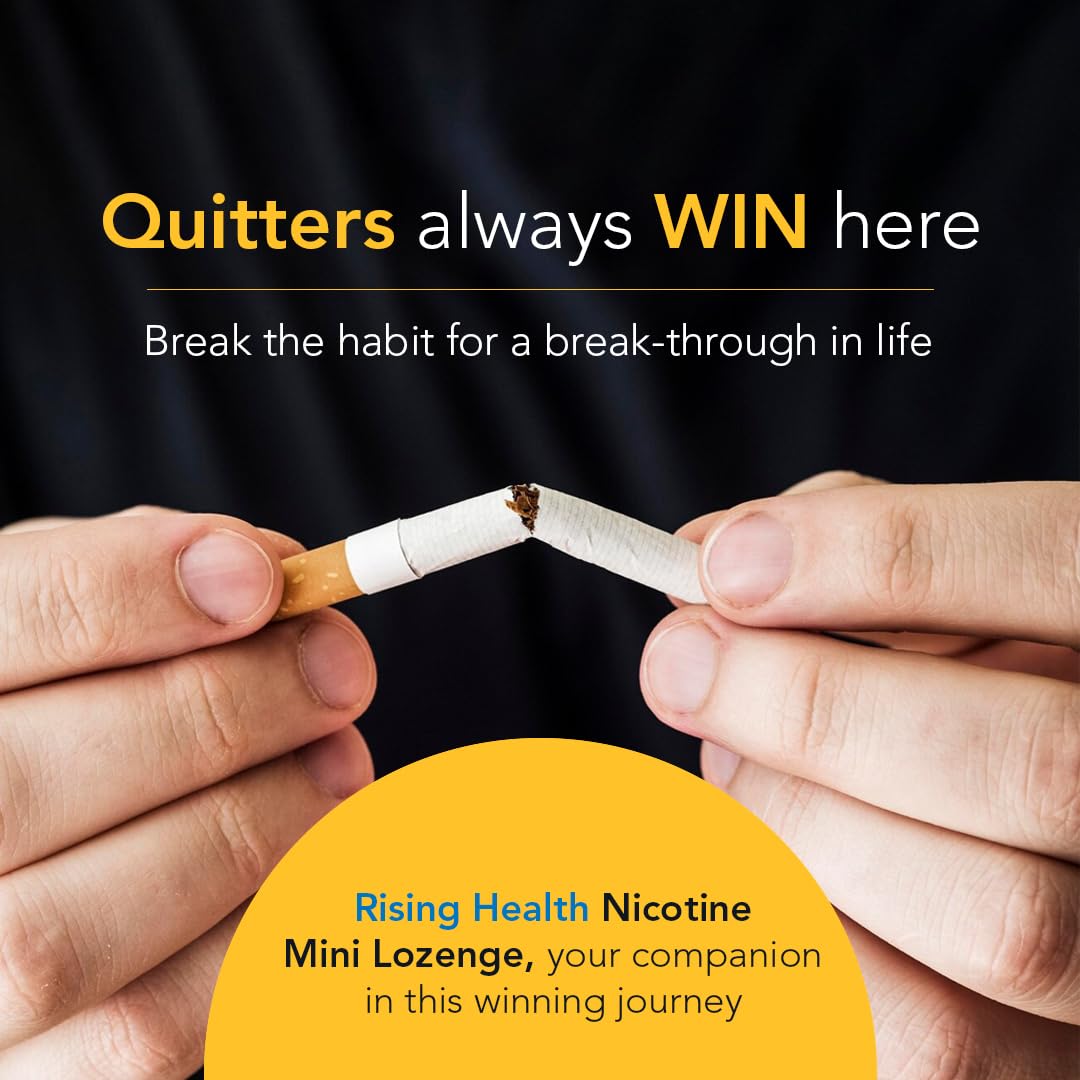 Hand-held Rising Health lozenge in mint flavor for fast craving relief.