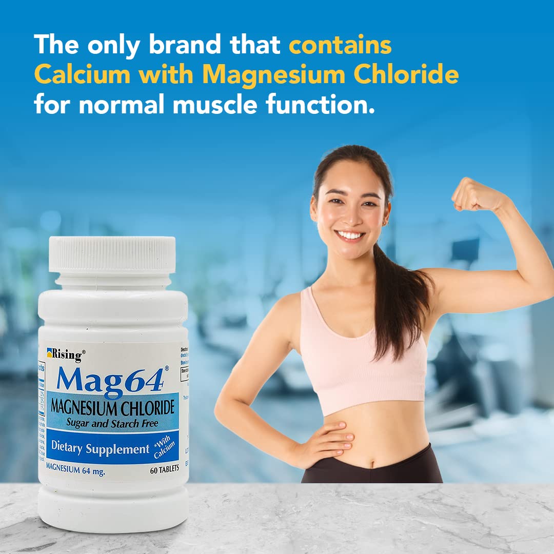 Rising Mag64 tablets-in-hand suggests portable wellness on the go.