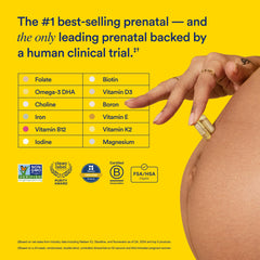 Ritual Essential Prenatal label showing nutrients and non-GMO status