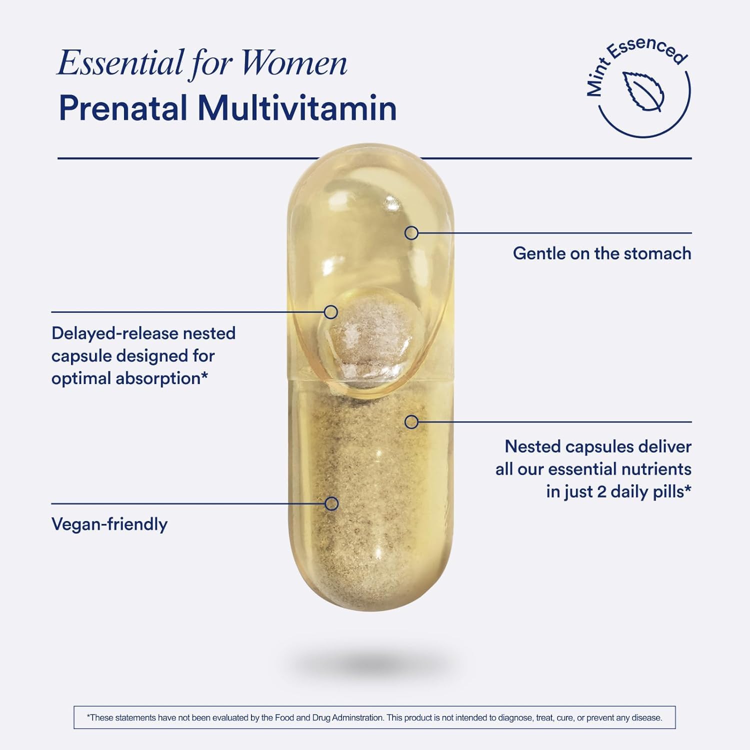 Ritual Essential Prenatal packaging highlighting traceability and allergen-free formula