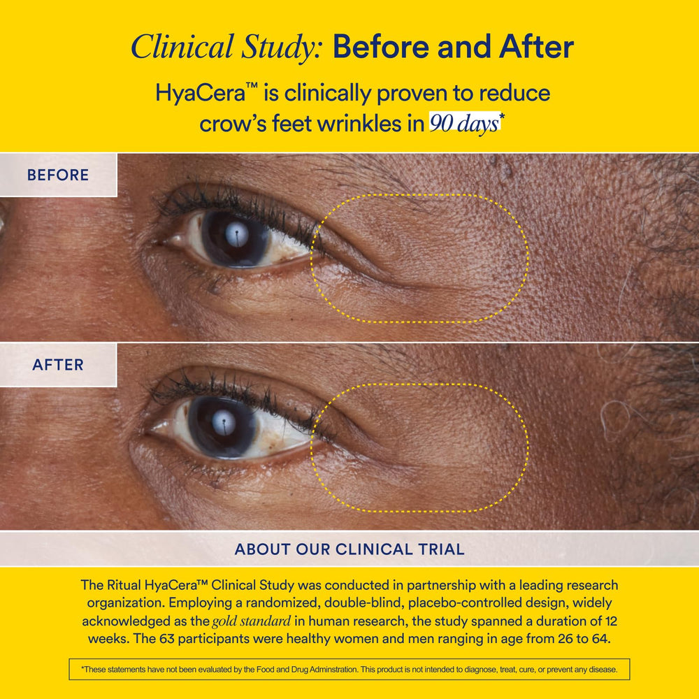 Ritual HyaCera Hyabest ingredient badge highlights key active components.