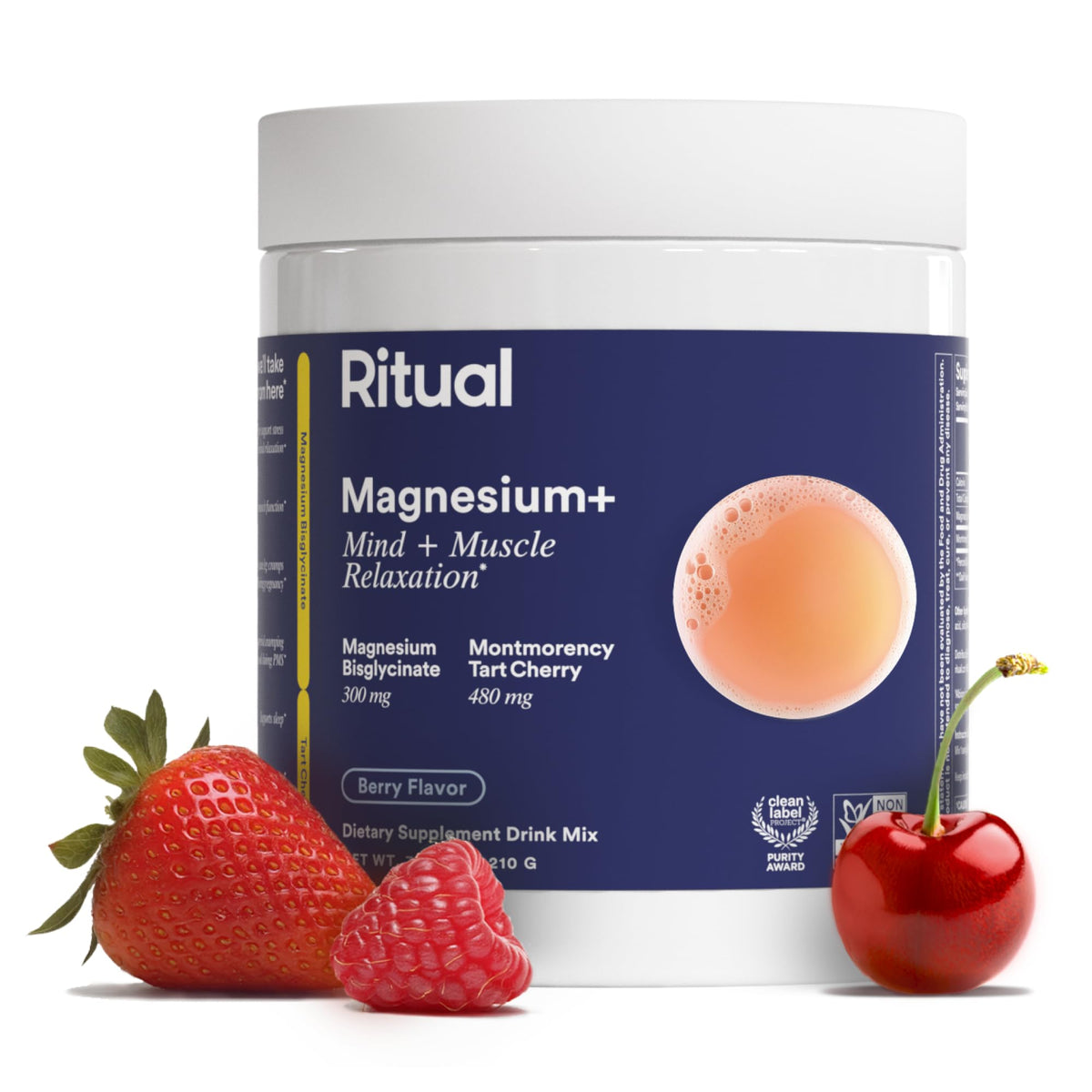 Ritual Magnesium+ bottle showing night-ready drink for sleep support.