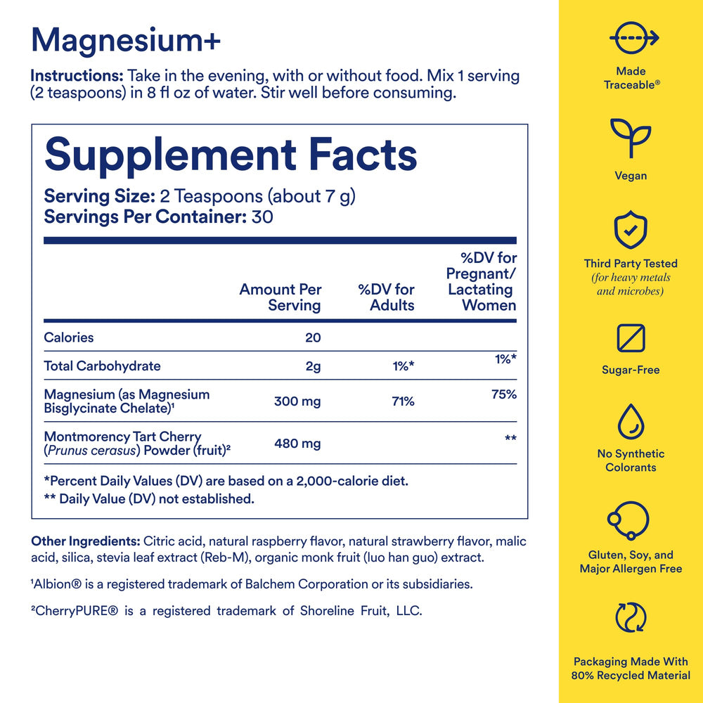 Ritual Magnesium+ 2-teaspoon serving for easy, scoop-free measurement.