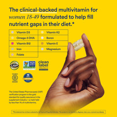 Ritual Multivitamin Women 18+ bottle side view showing clean label and packaging