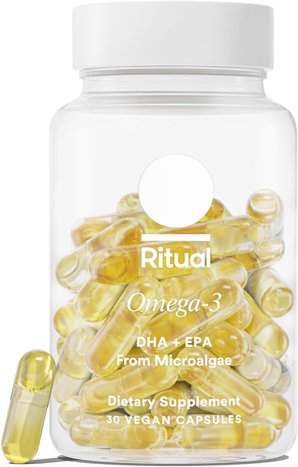 Ritual Omega-3 vegan DHA EPA dose shown for daily wellness.