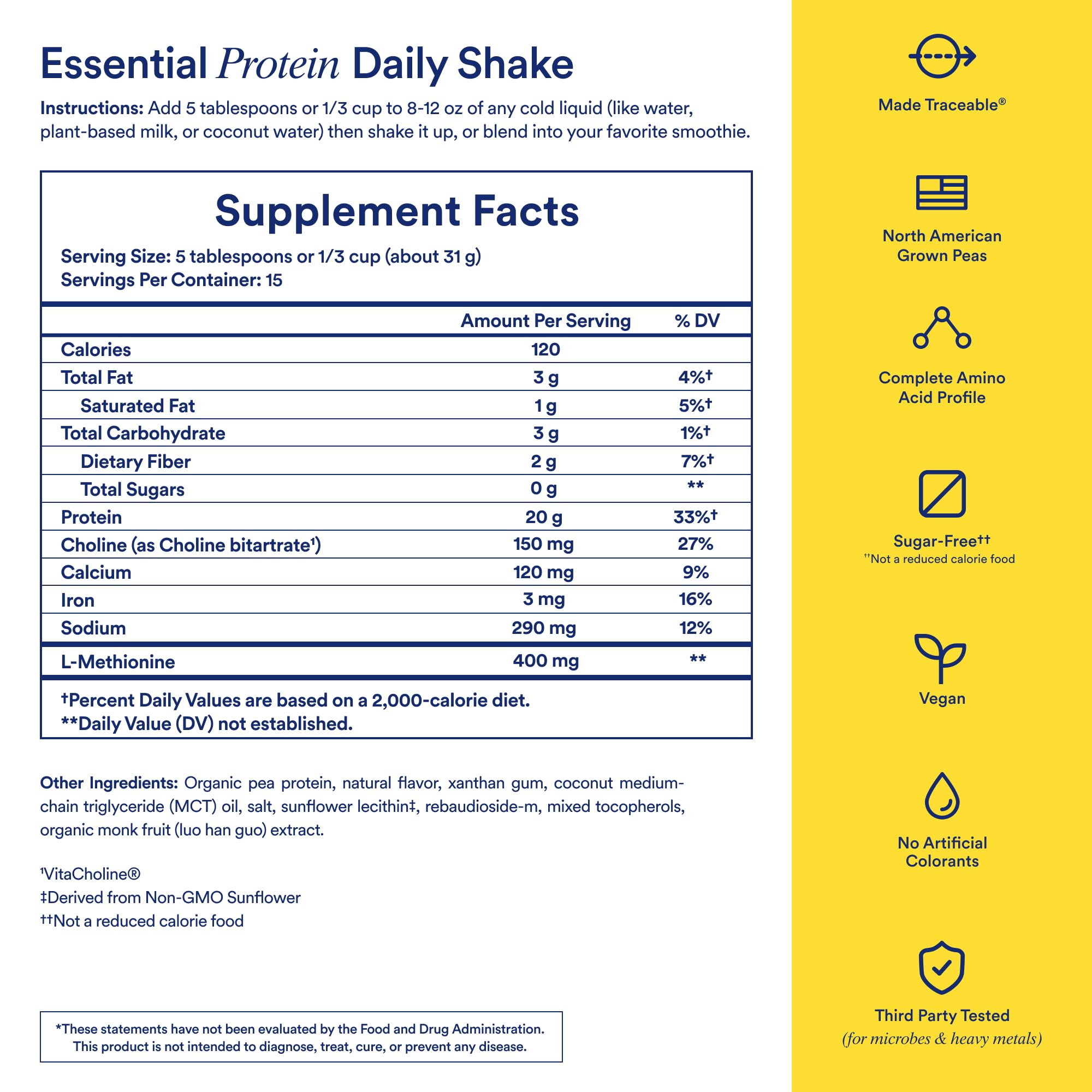 Ritual pea protein label highlights traceable USA-sourced ingredients