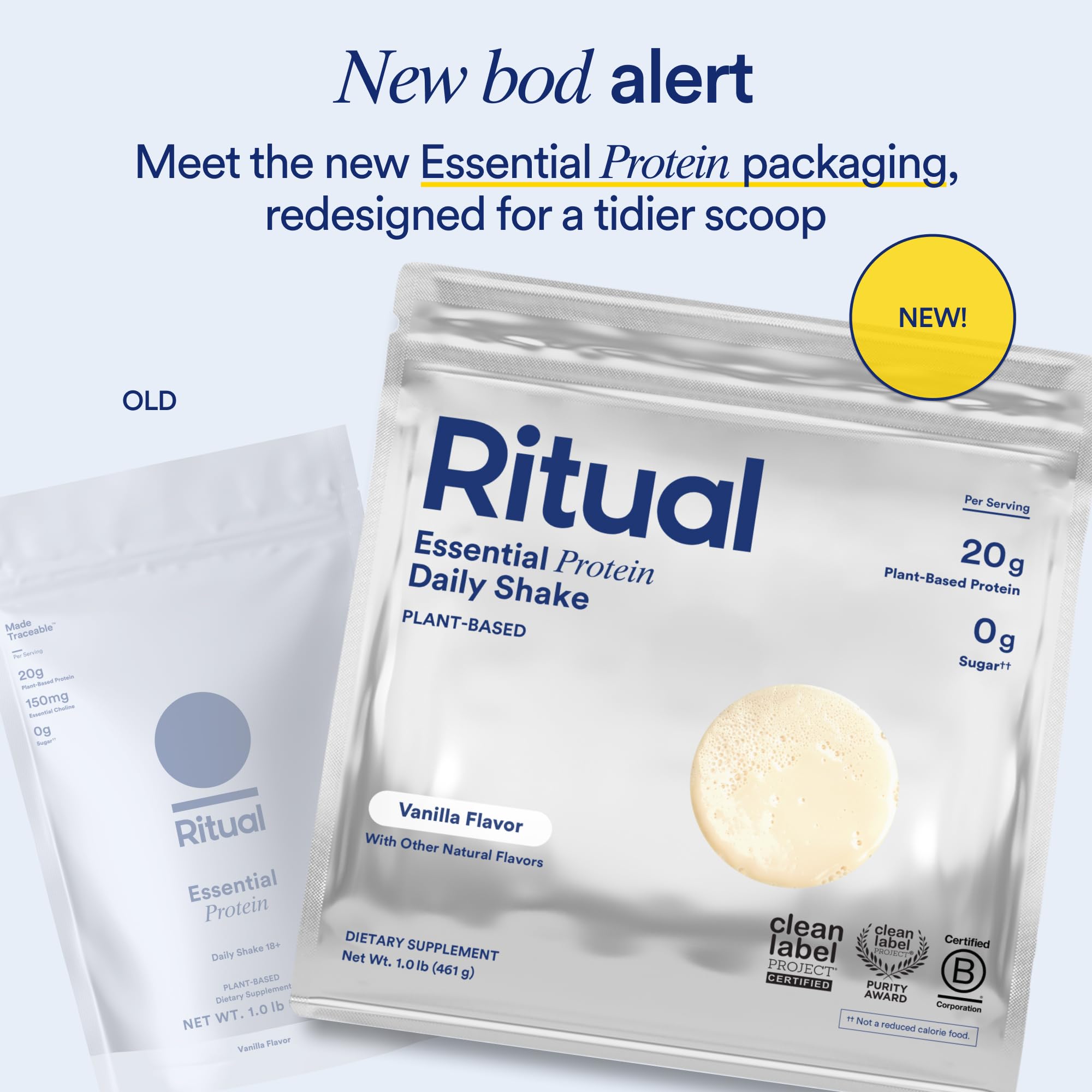 Ritual pea protein packaging emphasizes sustainability and reduced waste