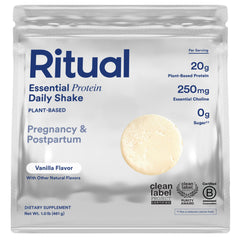 Ritual Prenatal vanilla bottle shows 20g plant protein per serving.